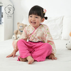 [現貨] 日本直送 O.S Kids 嬰兒米色櫻花菊花和服連身衣 (70-80cm) - BB Dressup