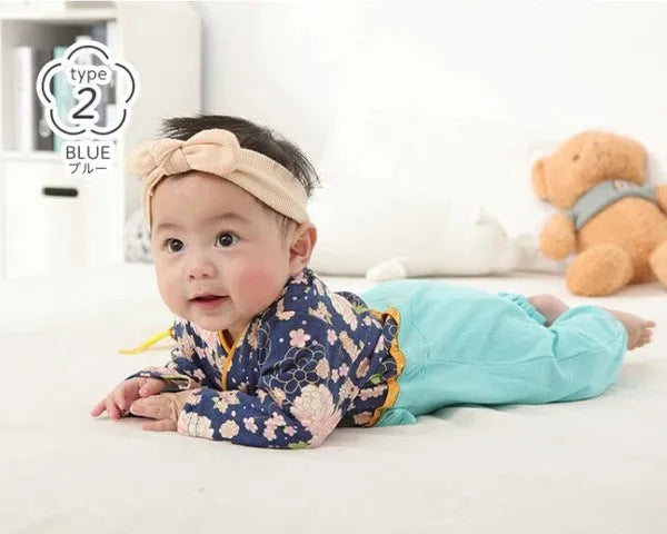 [現貨] 日本直送 O.S Kids 初生嬰兒藍色櫻花連身衣 - BB Dressup