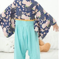 [現貨] 日本直送 O.S Kids 嬰兒藍色櫻花菊花和服連身衣 (70-90cm) - BB Dressup