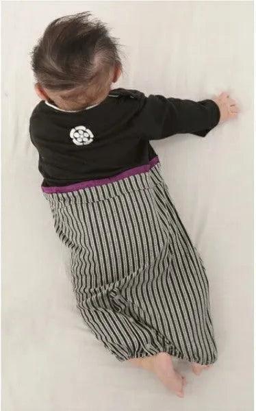 [現貨] 日本直送 O.S Kids 初生嬰兒黑色日本和服連身衣 (50-70cm) - BB Dressup