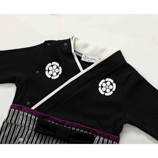 [現貨] 日本直送 O.S Kids 初生嬰兒黑色日本和服連身衣 (50-70cm) - BB Dressup
