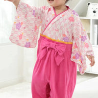 [現貨] 日本直送 O.S Kids 嬰兒粉紅色櫻花和服連身衣 (70-90cm) - BB Dressup