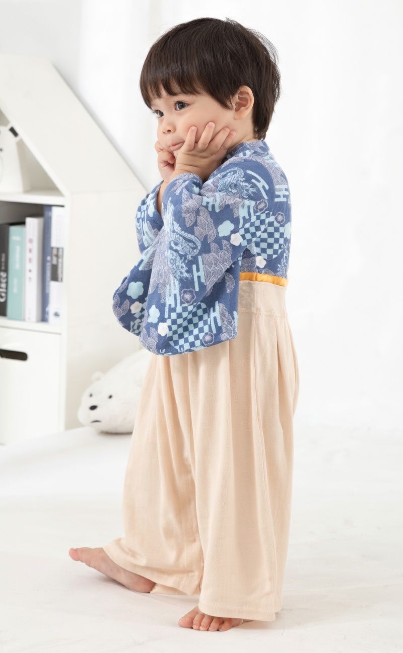 [現貨] 日本直送 O.S Kids 嬰兒藍色傳統和服連身衣 (70-90cm) - BB Dressup