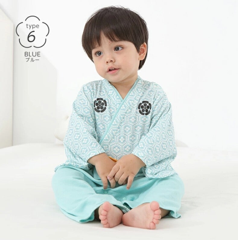 [現貨] 日本直送 O.S Kids 嬰兒粉藍色日本風和服連身衣 - BB Dressup