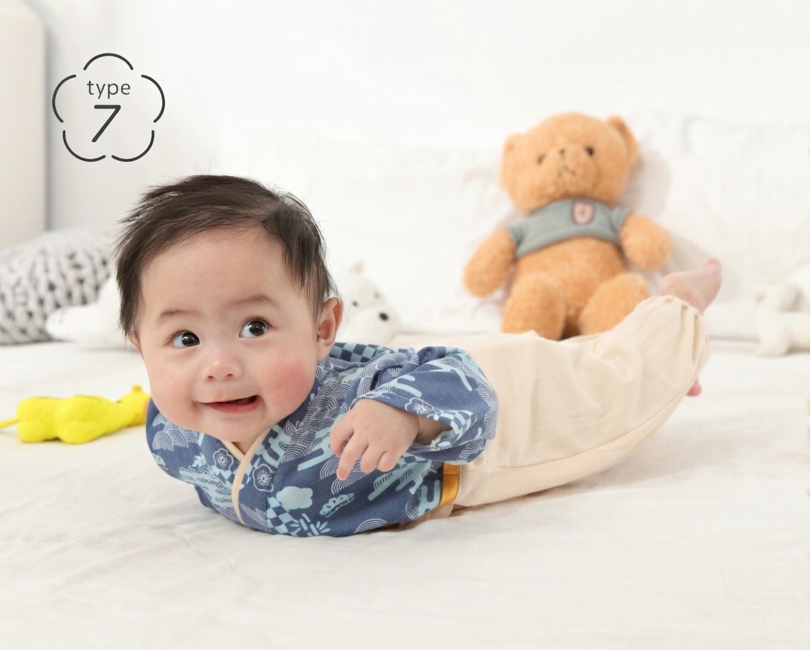 [現貨] 日本直送 O.S Kids 初生嬰兒藍色傳統和服連身衣 (50-70cm) - BB Dressup