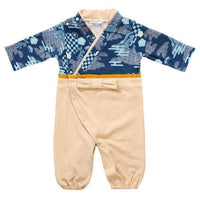 [現貨] 日本直送 O.S Kids 初生嬰兒藍色傳統和服連身衣 (50-70cm) - BB Dressup