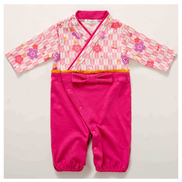 [現貨] 日本直送 O.S Kids 初生嬰兒粉紅櫻花日本和服連身衣 - BB Dressup