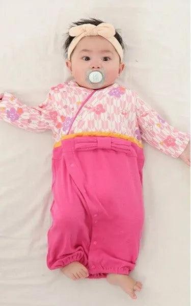 [現貨] 日本直送 O.S Kids 初生嬰兒粉紅櫻花日本和服連身衣 (50-70cm) - BB Dressup