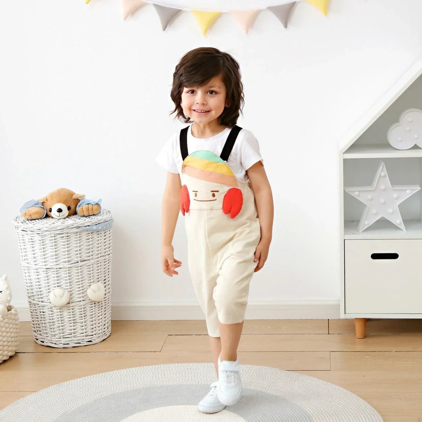 [現貨] 日本直送 OS Kids童裝蟹仔全棉吊帶長褲 (90-110cm) - BB Dressup
