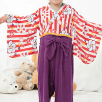 [現貨] 日本直送 O.S Kids 嬰兒紅白間花朵和服連身衣 (70-90cm) - BB Dressup