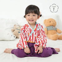 [現貨] 日本直送 O.S Kids 嬰兒紅白間花朵和服連身衣 (70-90cm) - BB Dressup