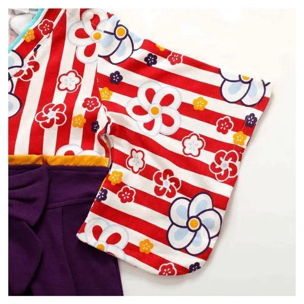 [現貨] 日本直送 O.S Kids 嬰兒紅白間花朵和服連身衣 (70-90cm) - BB Dressup