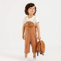 [現貨] 日本直送 OS Kids童裝漢堡包全棉吊帶長褲 (90-100cm) - BB Dressup