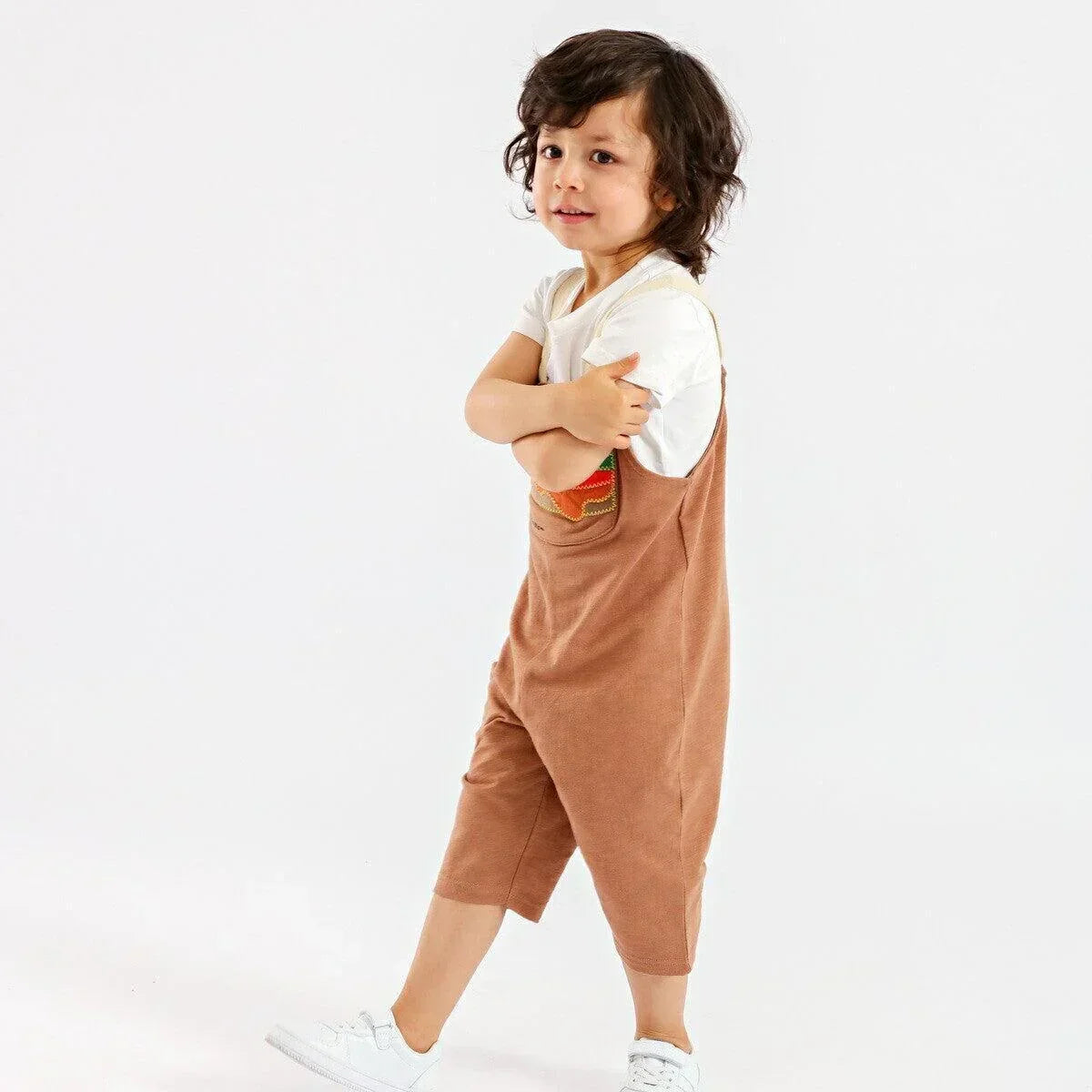 [現貨] 日本直送 OS Kids童裝漢堡包全棉吊帶長褲 (90-100cm) - BB Dressup