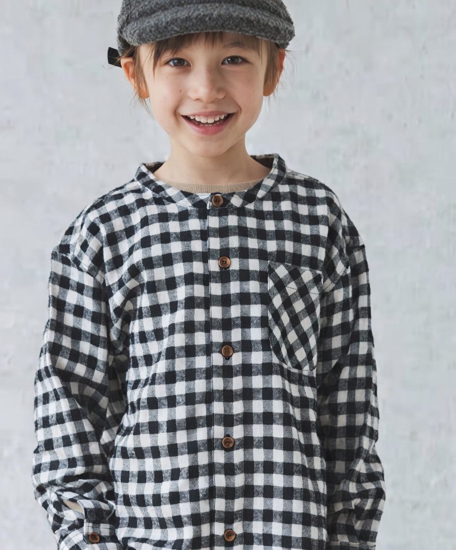[現貨] 日本直送 Pairmanon 男童裝 黑白格仔 長袖恤衫 (100-120cm) - BB Dressup