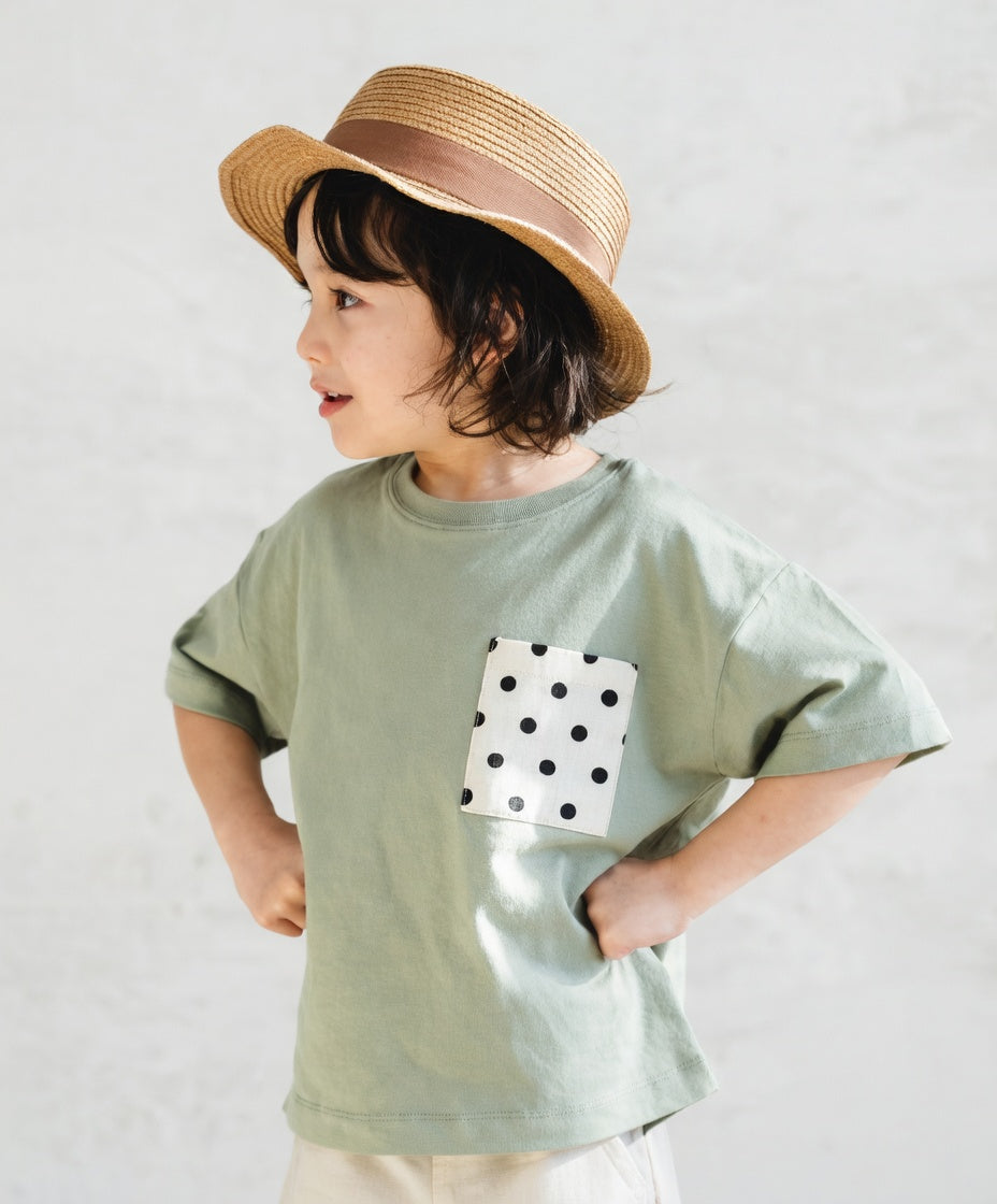 [現貨] 日本直送 Pairmanon 童裝 粉綠色㘣點袋 短袖T恤 (110-120cm) - BB Dressup