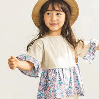 [現貨] 日本直送 Pairmanon 女童裝 粉紫花卉圖案 短袖上衣 (100-110cm) - BB Dressup
