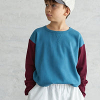 [現貨] 日本直送 Pairmanon 童裝 藍色拼棗紅色 長袖T恤 (90-120cm) - BB Dressup