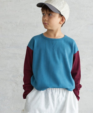 [現貨] 日本直送 Pairmanon 童裝 藍色拼棗紅色 長袖T恤 (90-120cm) - BB Dressup