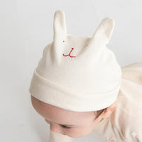 [現貨] 日本製 POMPKINS 初生嬰兒 兔仔 白色有機棉嬰兒帽 - BB Dressup