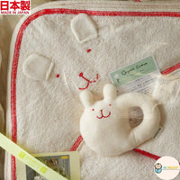 [現貨] 日本製 POMPKINS 初生嬰兒白色兔仔有機棉浴巾嬰兒禮盒 (AG-1) - BB Dressup
