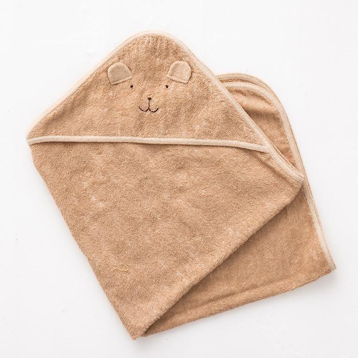 [現貨] 日本製 POMPKINS 初生嬰兒啡色兔仔有機棉浴巾嬰兒禮盒 (AG-1) - BB Dressup