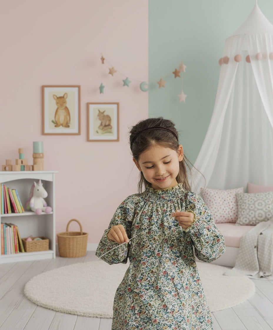 [現貨] 日本直送 Pairmanon 女童裝 碎花圖案長袖連身裙 (90-120cm) - BB Dressup