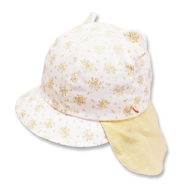 [現貨] 日本製 Shapox防UV 白色小花柄小熊日遮帽 - BB Dressup