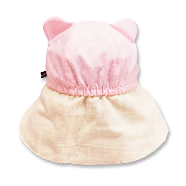 [現貨] 日本製 Shapox防UV 粉紅色小花柄小熊日遮帽 - BB Dressup
