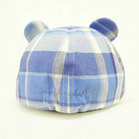 [現貨] 日本製 Shapox防紫外線藍色格仔有機棉嬰幼兒Cap帽 - BB Dressup