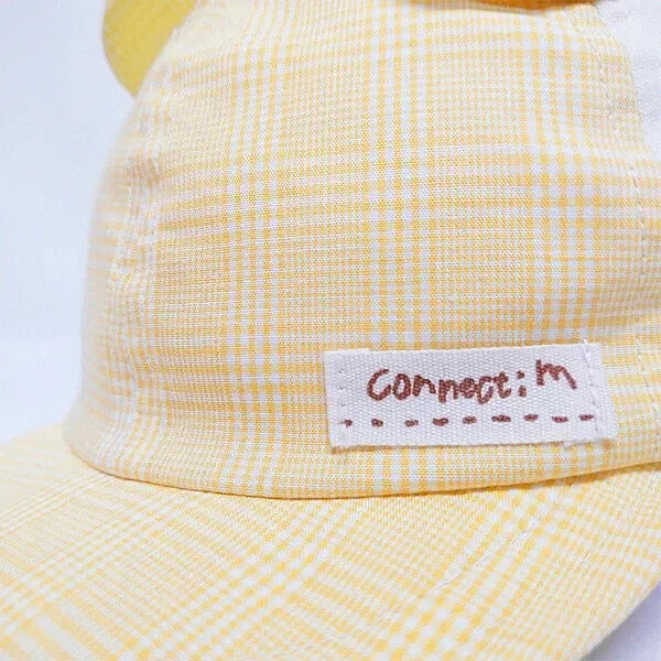 [現貨] 日本製 Shapox防紫外線黃色格仔熊耳全棉嬰幼兒Cap帽 - BB Dressup