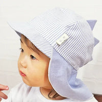 [現貨] 日本製 Shapox防紫外線藍色條紋有機棉恐龍嬰幼兒Cap帽 - BB Dressup
