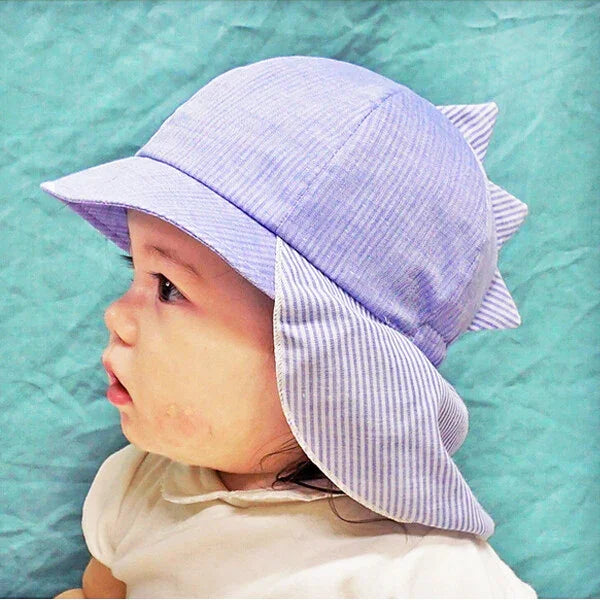 [現貨] 日本製 Shapox防UV 淺米色有機棉恐龍嬰兒日遮帽 - BB Dressup