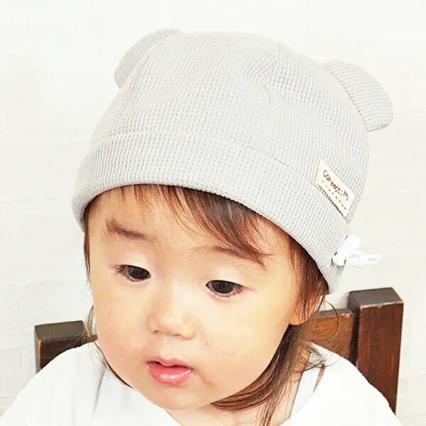 [現貨] 日本製 Shapox防紫外線灰色威化格嬰幼兒可調動物帽 - BB Dressup