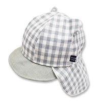 [現貨] 日本製 Shapox防UV 灰色格仔有機棉小熊日遮帽 - BB Dressup