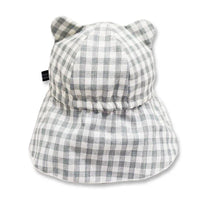 [現貨] 日本製 Shapox防UV 灰色格仔有機棉小熊日遮帽 - BB Dressup