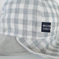 [現貨] 日本製 Shapox防UV 灰色格仔有機棉小熊日遮帽 - BB Dressup