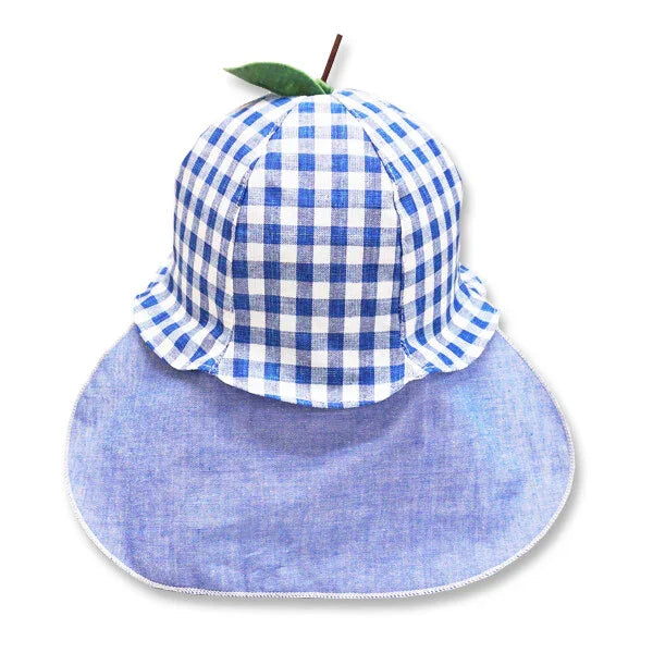 [現貨] 日本製 Shapox防UV 藍色格仔葉片造型兒童UV防曬鐘形帽 - BB Dressup