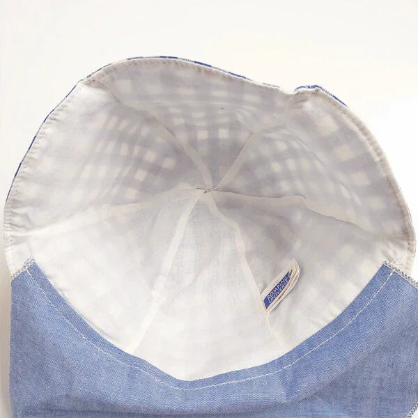[現貨] 日本製 Shapox防UV 藍色格仔葉片造型兒童UV防曬鐘形帽 - BB Dressup