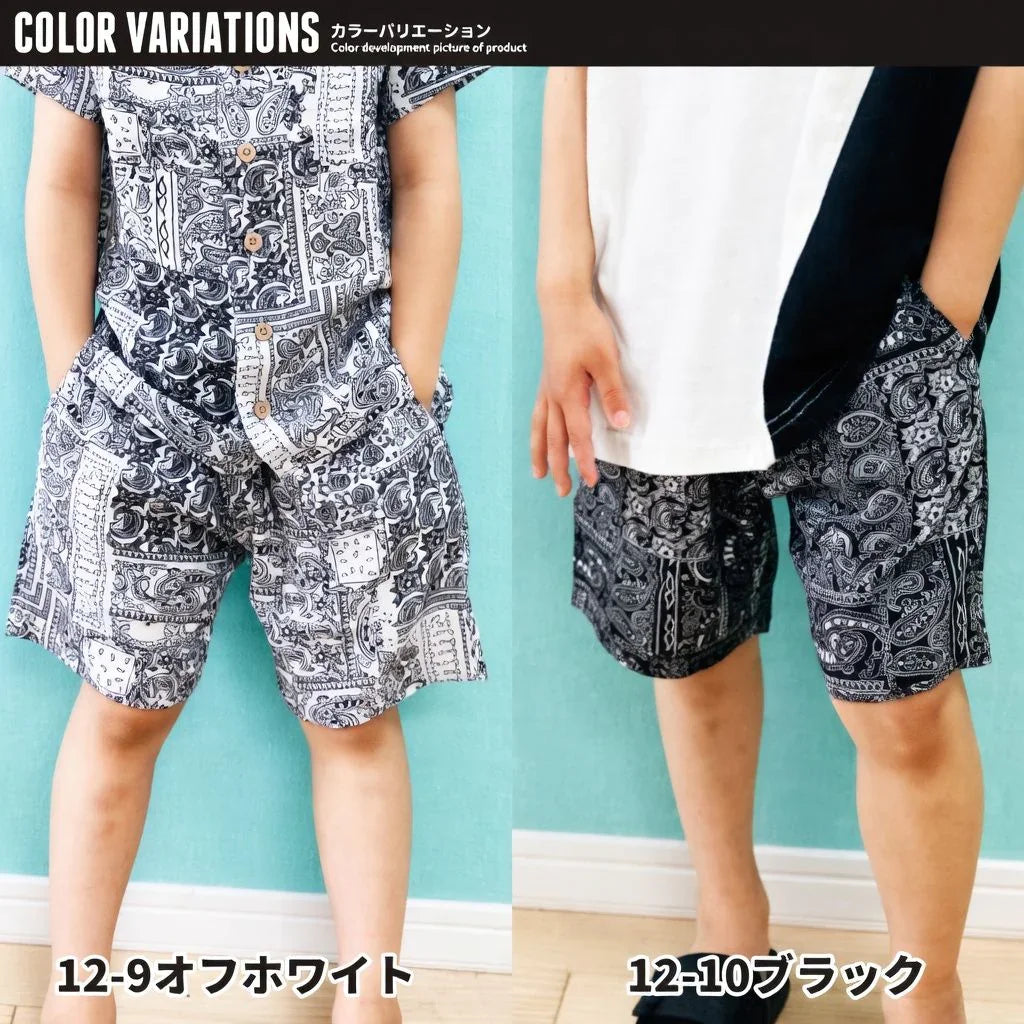 [現貨] 日本直送 Shisky 童裝 黑色腰果花 短褲 (110-130cm) - BB Dressup