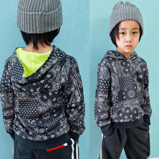 [現貨] 日本直送 Shisky 童裝 灰色腰果花 長袖運動衫褲套裝 (120-130cm) - BB Dressup