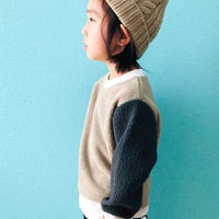 [現貨] 日本直送 Shisky 童裝 米色拼深藍 長袖毛毛衛衣 (130cm) - BB Dressup