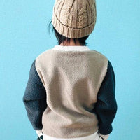 [現貨] 日本直送 Shisky 童裝 米色拼深藍 長袖毛毛衛衣 (130cm) - BB Dressup