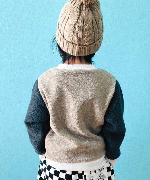 [現貨] 日本直送 Shisky 童裝 米色拼深藍 長袖毛毛衛衣 (130cm) - BB Dressup