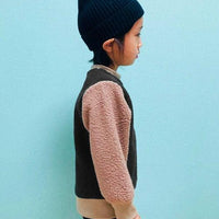 [現貨] 日本直送 Shisky 童裝 深藍拼摩卡色 長袖毛毛衛衣 (120-130cm) - BB Dressup