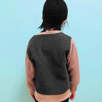 [現貨] 日本直送 Shisky 童裝 深藍拼摩卡色 長袖毛毛衛衣 (120-130cm) - BB Dressup