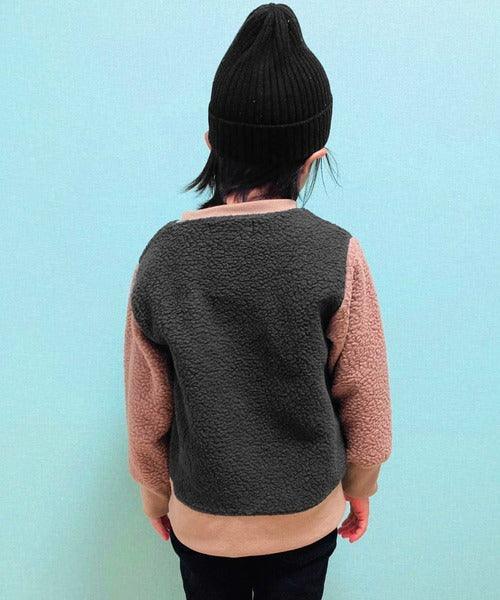 [現貨] 日本直送 Shisky 童裝 深藍拼摩卡色 長袖毛毛衛衣 (120-130cm) - BB Dressup