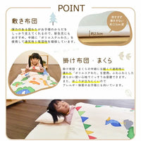 兒童動物圖樣午睡寢具在幼稚園使用示意圖。