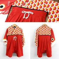 [現貨] 日本直送 Chil2 嬰兒紅色鯉魚和服造型連身衣連襪套裝 (70cm) - BB Dressup