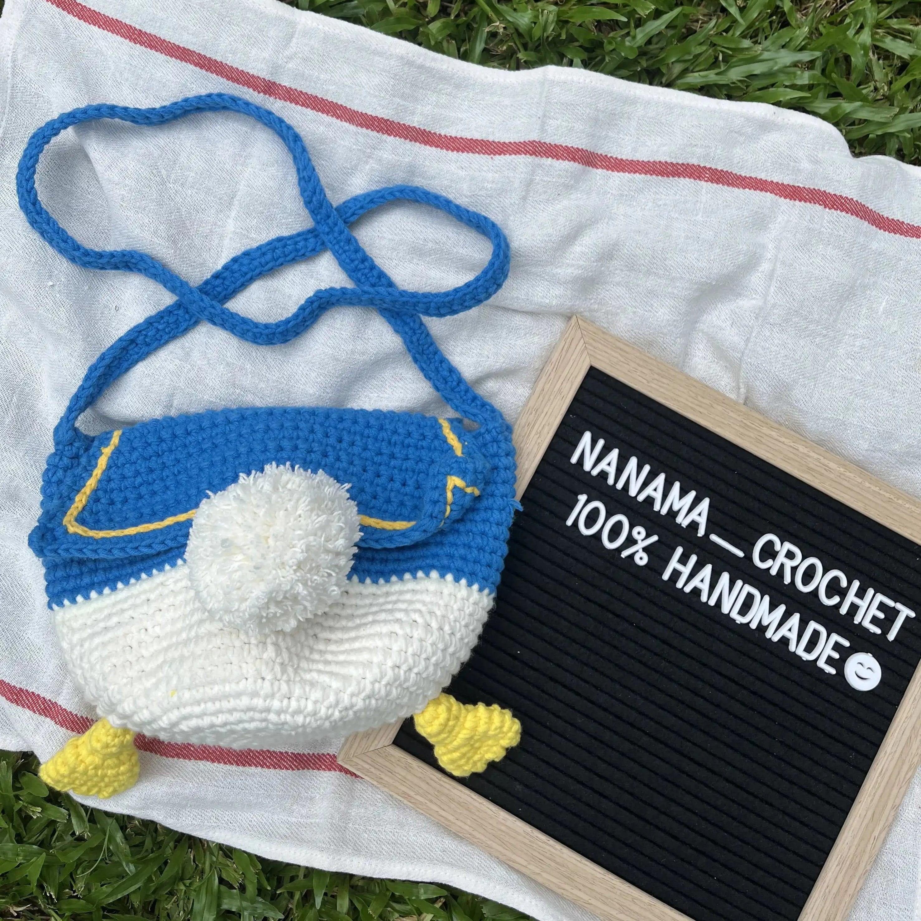 [預購] 香港製造 NANAMA CROCHET 親子裝款式 唐老鴨鈎織屁屁包(成人款) - BB Dressup